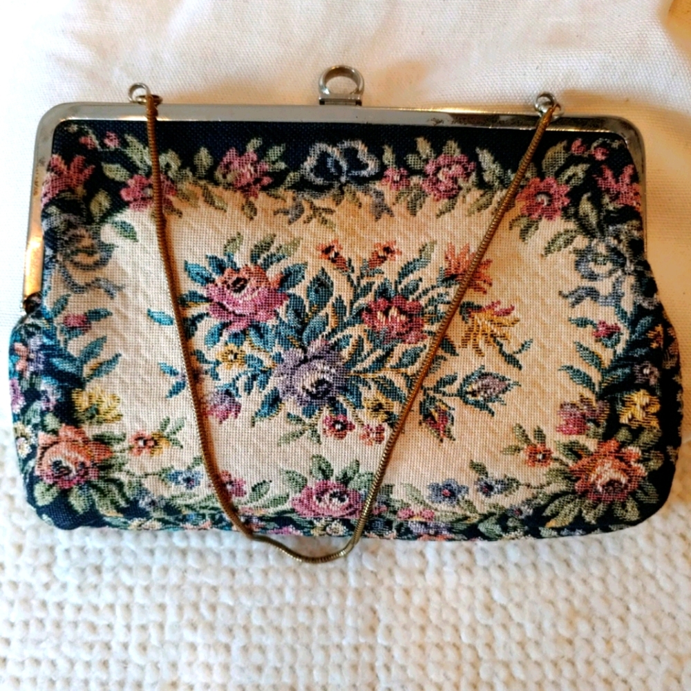 Vintage Floral Small Handbag with Chain